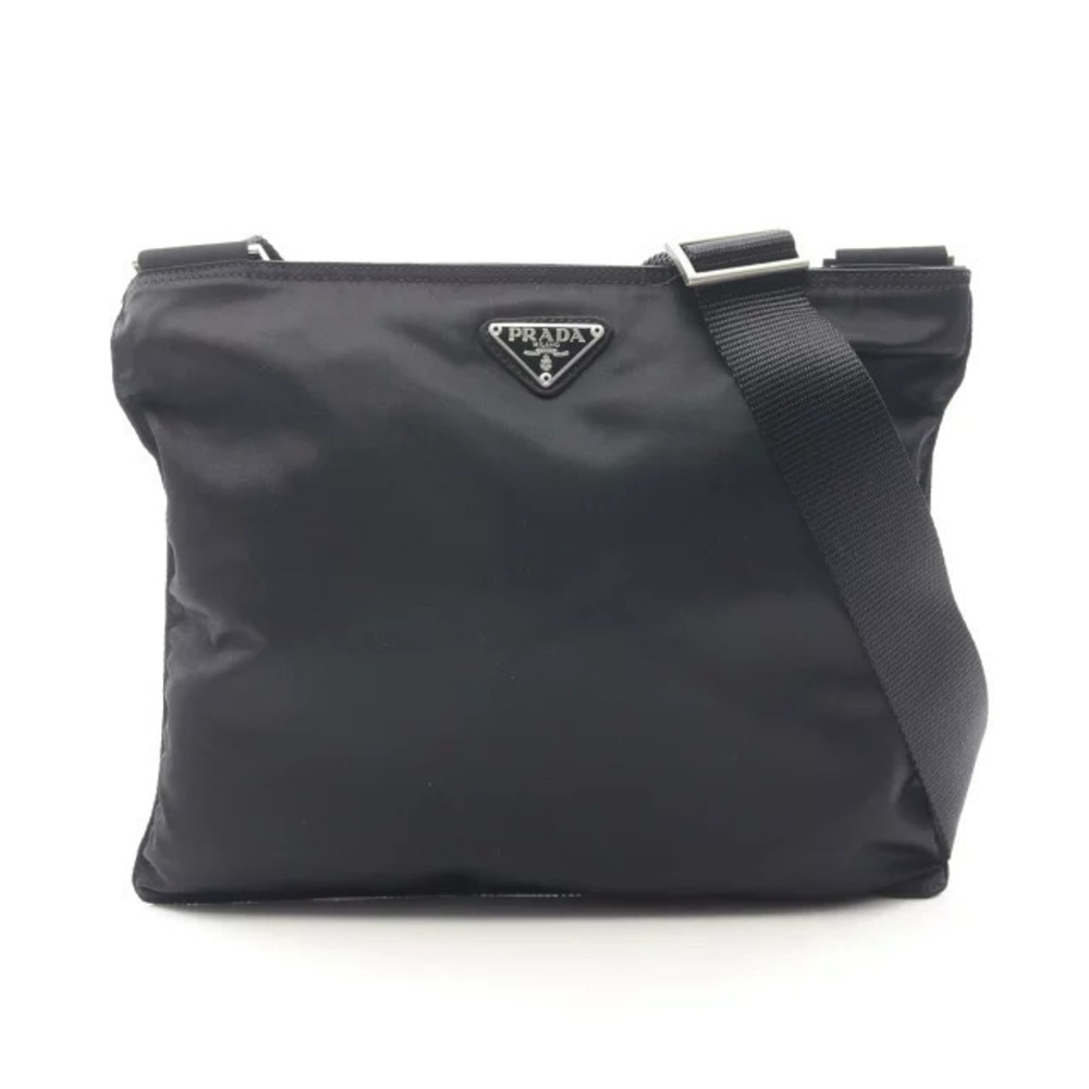 Prada Tessuto Saffiano Leather Shoulder Bag Black